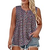 Womens Plus Size Tops Summer Tank Top Loose Fit Sleeveless Shirts Button Oversized Tees Flowy Blouse