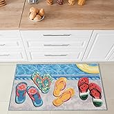 Liora Manne Impressions Indoor Printed Polyester Low Profile Mat - Contemporary Graphic Coastal Beach Colorful (Poolside Flip