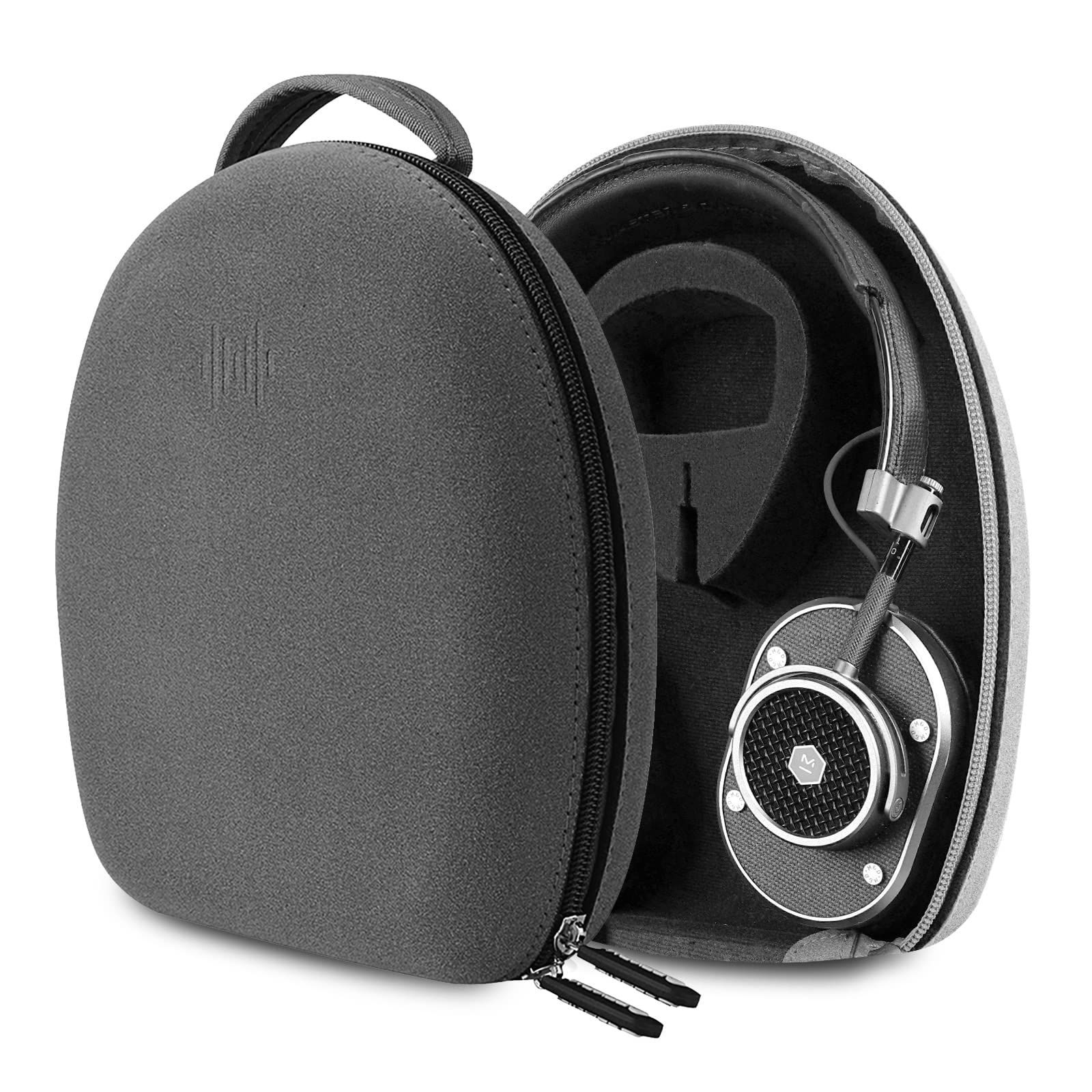 Geekria Shield Case Compatible with B&O Play HX, PORTAL, H9i, JBL Tune760NC/710BT/700BT Headphones, Replacement Hard Shell Travel Carrying Bag with Cable Storage (Microfiber Grey)