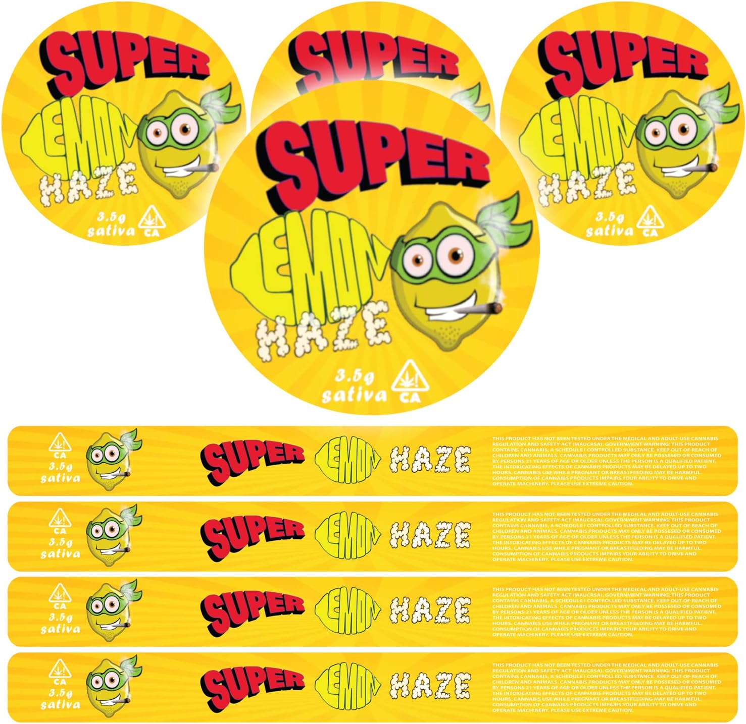 100ml Pressitin Stickers ONLY - Lid and Label - 3.5g Cali Press Tin Stickers - Super Lemon Haze x30