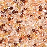 Songxi 500pcs 4mm Brown Glass Beads for Jewelry Making, 5 Style 3 Size Crystal Beads for Bracelets Jewelry Making, Spacer Beads for Keychain Making Necklace Earring DIY Arts and Crafts