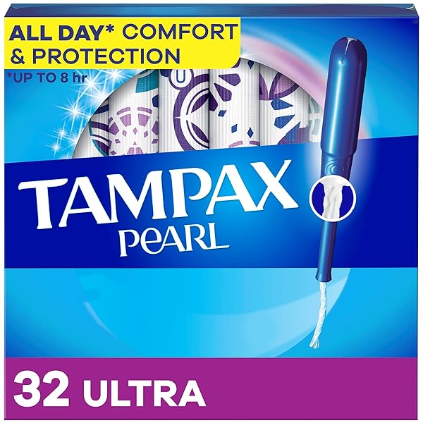 TAMPAX PEARL TAMPONS ULTRA ABSORBENCY WITH LEAKGUARD BRAID, UNSCENTED, 32COUNT