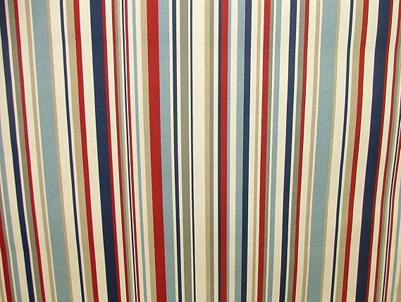 Stoff für Vorhänge, Polsterung, Baumwolle, gestreift, 1 m, Rot / Blau, nautisches Muster