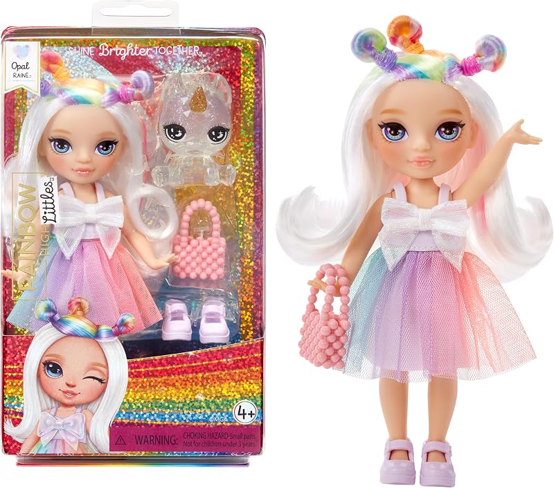 Rainbow High Littles Opal Raine 14 cm Doll with Pet Unicorn & Purse
