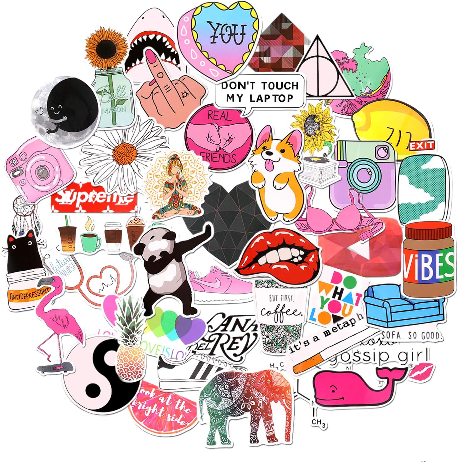 Random Stickers for Hydro Flask Water Bottle. Featured Decoration on Laptop Computer Skateboard Water Bottles Car. Waterproof Decal Stickers for Kids Women Adults. Nice Package to Be Gift!