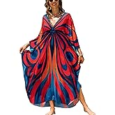 IMAGEKOPE Kaftan Dresses for Women Plus Size V-Neck Moo Moos Batwing Kaftan Beach Dress Bathing Suit Cover-Up Loungewear