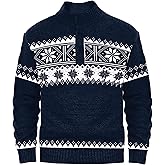 AOBUTE Mens Christmas Sweater Ugly Snowflakes Xmas Button Knitted Pullover