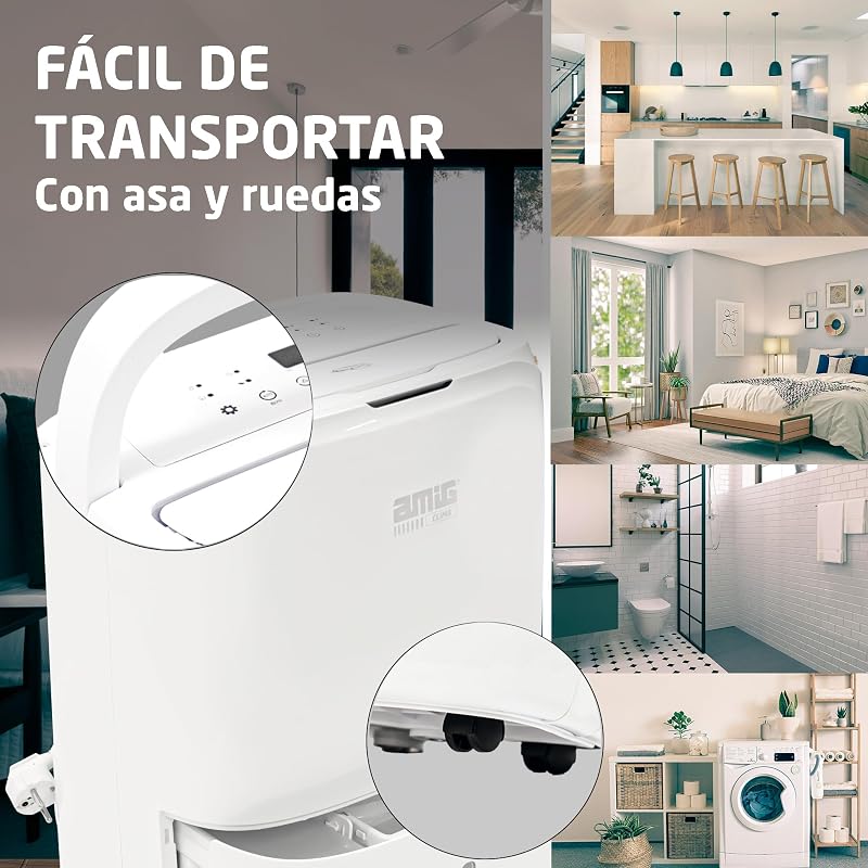 – Deshumidificador MIST - Capacidad 20L/día - Depósito extraíble 5,5L - Control de Humedad y Temporizador - 36 x 28 x 56 cm - 270W - Cobertura 160m3/h - Silencioso 42 dB - Secado de Ropa