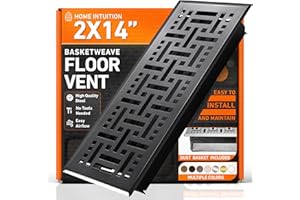 HOME INTUITION 2X14 Floor Vent Covers Floor Register with Mesh Cover Trap, Heat and Air, Walkable Metal Floor Register for HVAC Duct, Basketweave, Matte Black