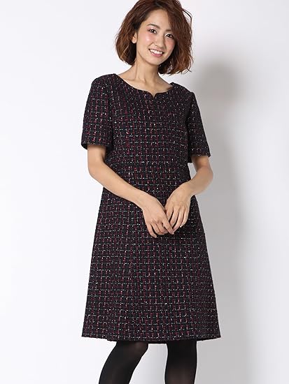 Amazon ケティ Ketty チェックツィードワンピース M 2 アカ ワンピース チュニック 通販