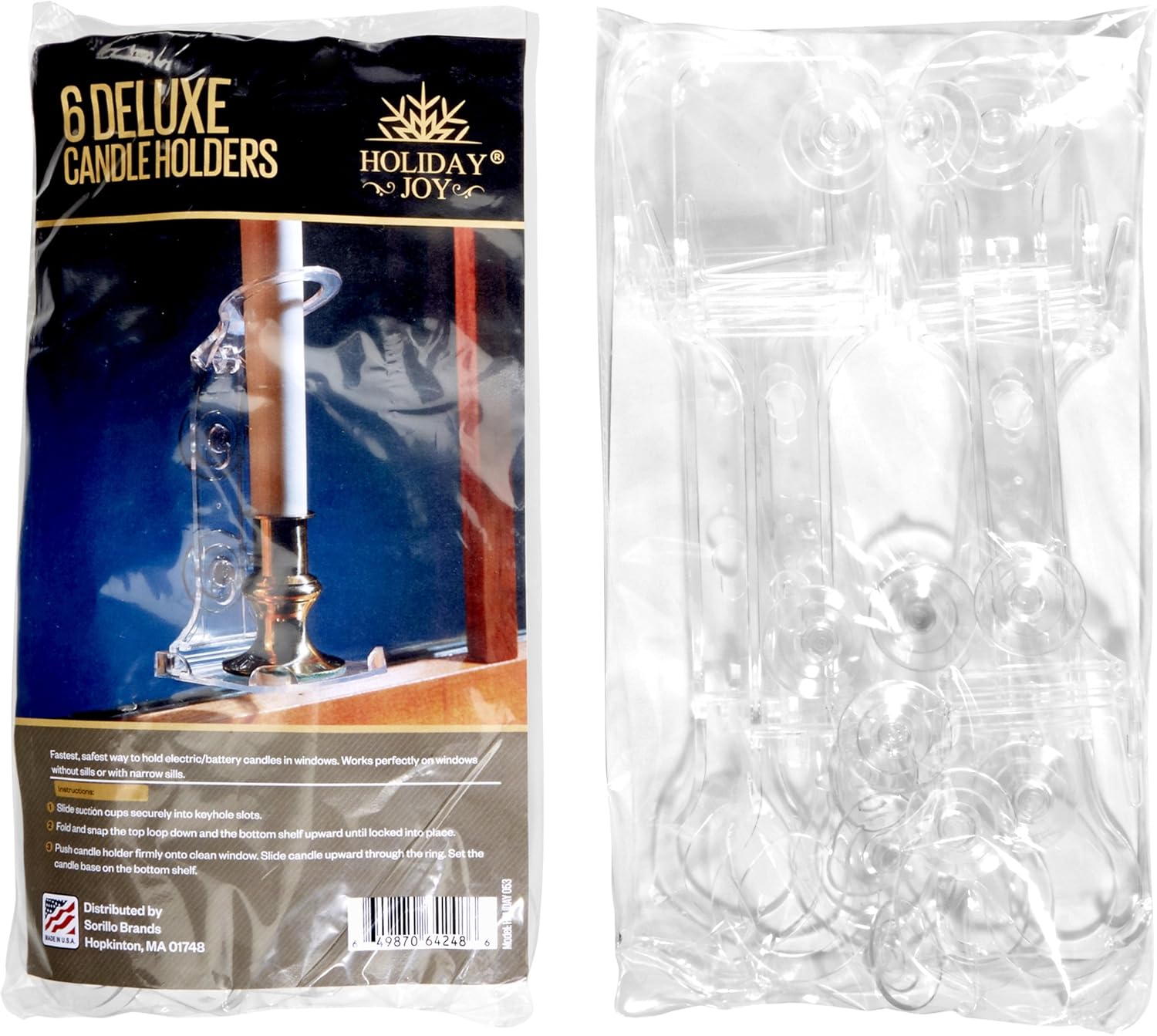 Amazon Com Holiday Joy 6 Deluxe Electric Window Candle Lamp Holders Secure Flameless Candles With World S Strongest Suction Cups Made In Usa Home Kitchen