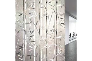 LEMON CLOUD Bamboo Window Film Stained Glass Film Frosted Privacy Window Decal Decorative Window Cling No Glue Removable Window Stickers 35.4 in. by 78.7In