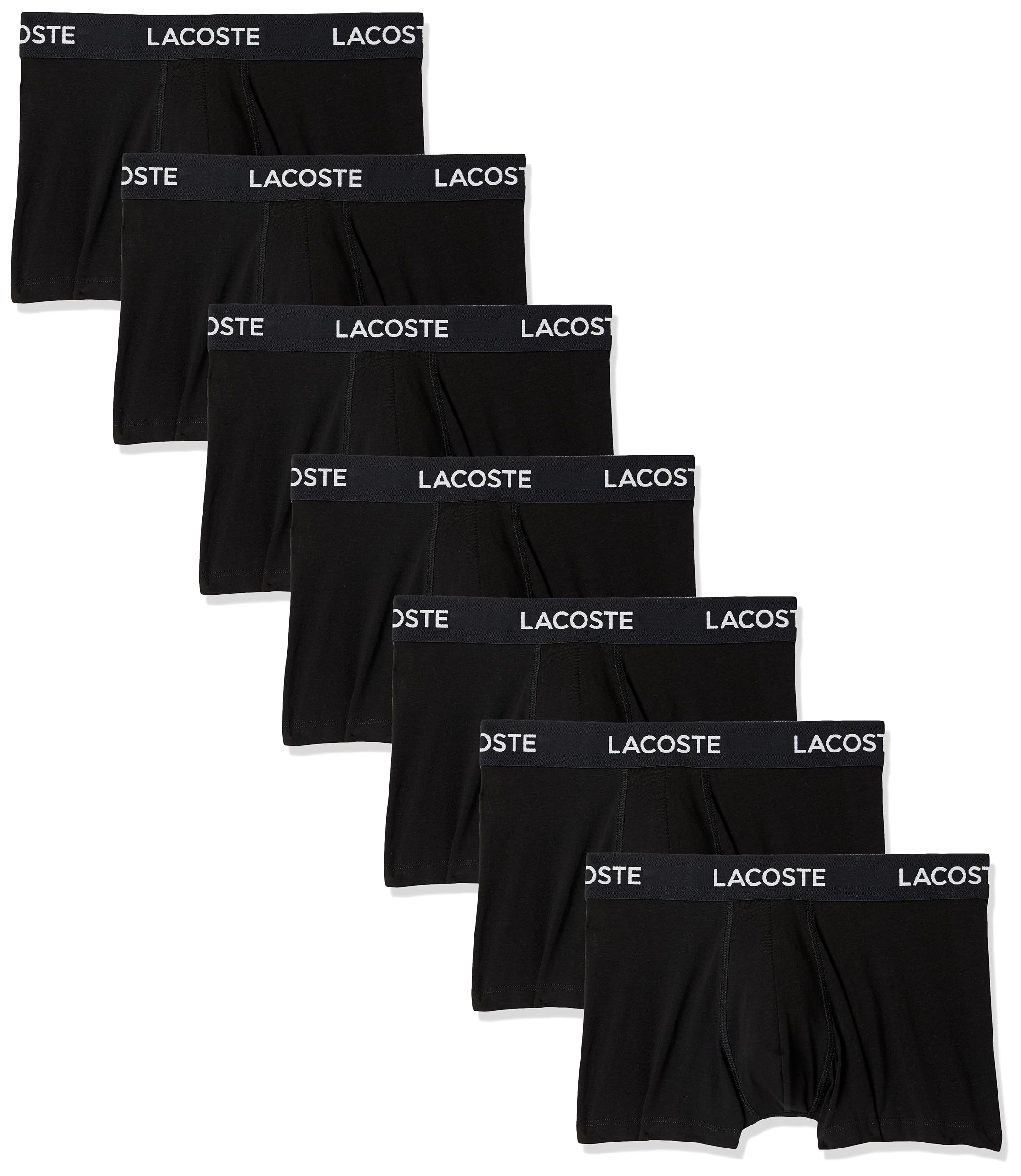 Lacoste Men's Cotton Stretch Essentials Trunks, 7-pack, Black With ...