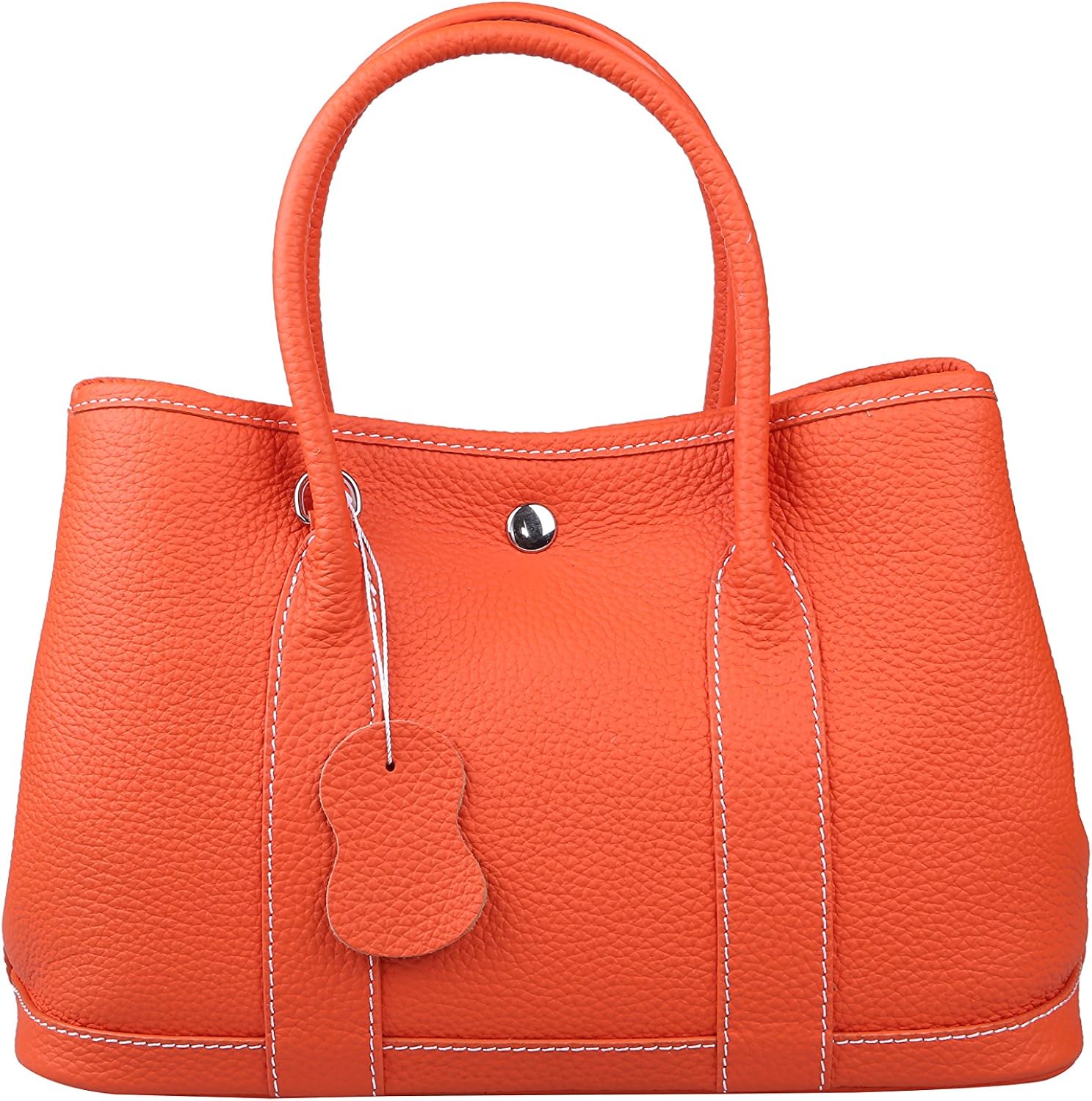 Amazon Nico Nimo ニコニモ 高級本革トートバッグ オレンジ ハンドバッグ本革 レディース本革 手提げバッグ牛革 ショルダー付 ポーチ付 本革トートバッグ 牛革トートバッグ トートバッグ