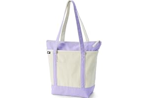 Lands' End Zip Top Long Handle Canvas Tote Bag