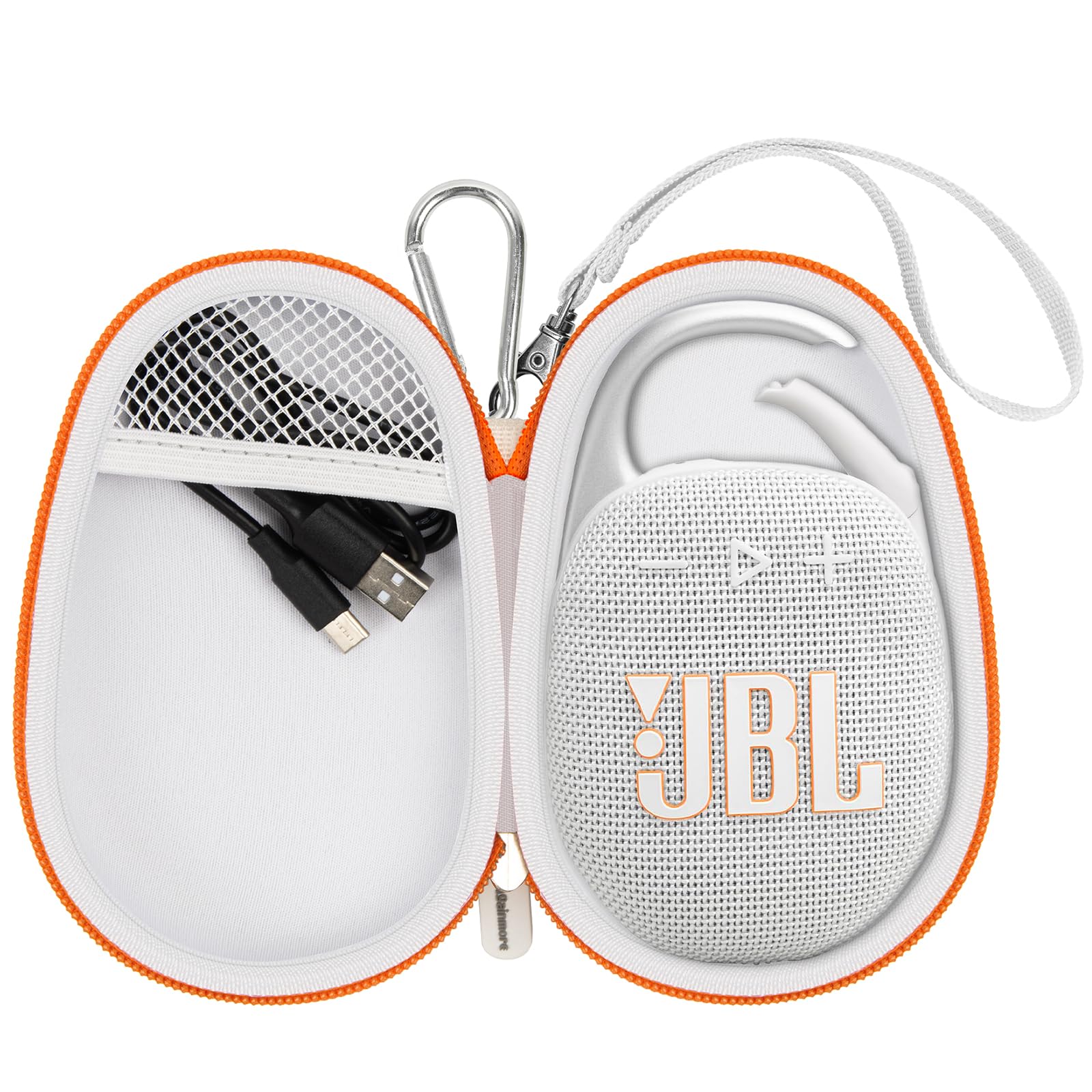 Photo 1 of Speaker Case Replacement Compatible with JBL Clip 5/ Clip 4, Bluetooth Speakers Protective Storage Bag Fits for Charger & USB Cable-Box Only (White)