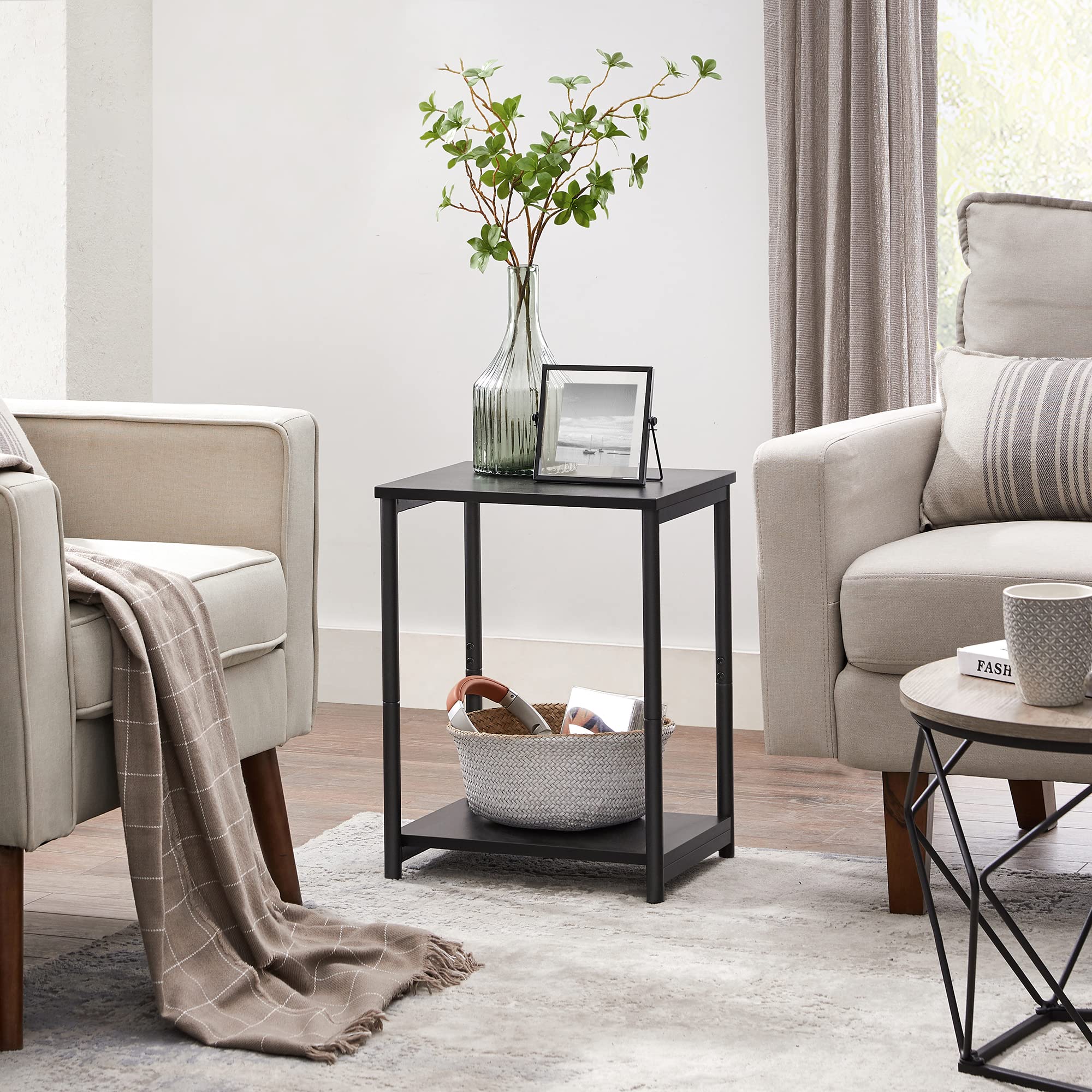 VASAGLE Side Tables Set of 2, Small End Table, Nightstand for Living Room, Bedroom, Office, Bathroom, Black ULET272B16