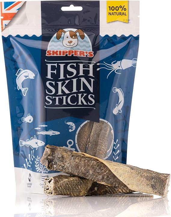 SKIPPER'S Fish Skin Dental Sticks 250gm Handmade & AirDried Long