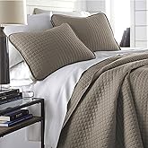 Southshore Fine Living, Inc. Quilts Full/Queen Size Quilt Bedding Set, Easy Care Stain & Pet Hair Resistant Bedding, Coverlet Queen Size/Full Size Bedspread with 2 Pillow Shams, Dark Taupe