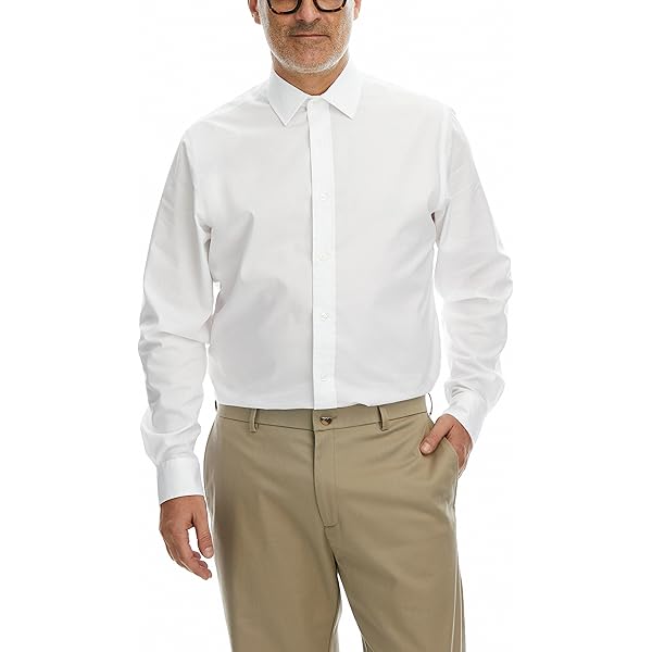 Amazon.com: Kirkland Signature Men's 100% Cotton Tailored Fit Dress Shirt  White 16 x 35 : Clothing, Shoes & Jewelry