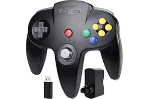 INNEXT 2.4 GHz Wireless N64 Switch Online Controller, USB Receiver & N64 Receiver, Compatible with Windows PC Laptop iOS Mac Raspberry Pi, N64 / Switch Online/NSO - (Plug and Play) (Rechargeable) Black