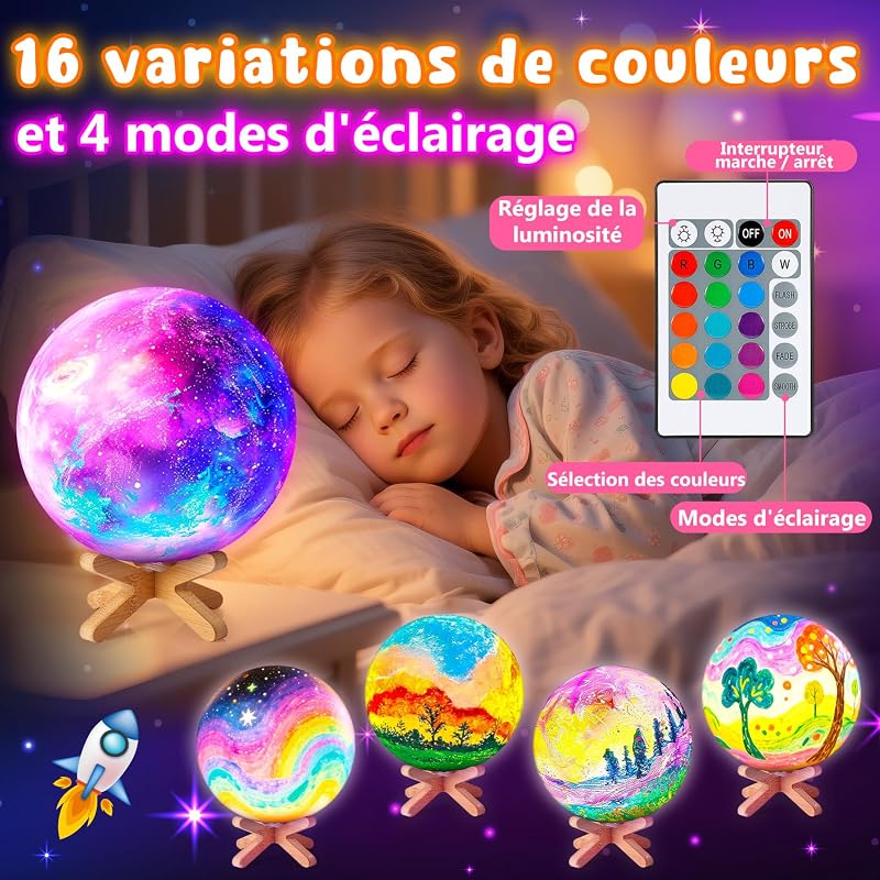 Cadeau Fille 6 7 8 9 10 11 12 Ans,Créatifs Fille 9 10 11 12 Ans Kit Jouet Enfant 5 6 7 8 Ans Activites Manuelles pour Enfants de Peinture Lampe Lune Cadeau Anniversaire Enfant Garcon 6-12 Ans