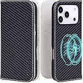 VISOUL Wallet Case for iPhone 17 Pro, Carbon Fiber Leather Wallet Magnetic Cover with RFID Blocking Card Holder Kickstand Flip Folio Case Compatible with iPhone 17 Pro (6.3-inch)-Black+Gray