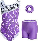 Gogokids Girls Three-Piece Gymnastics Set Leotard Shorts Hairband 8-9Y