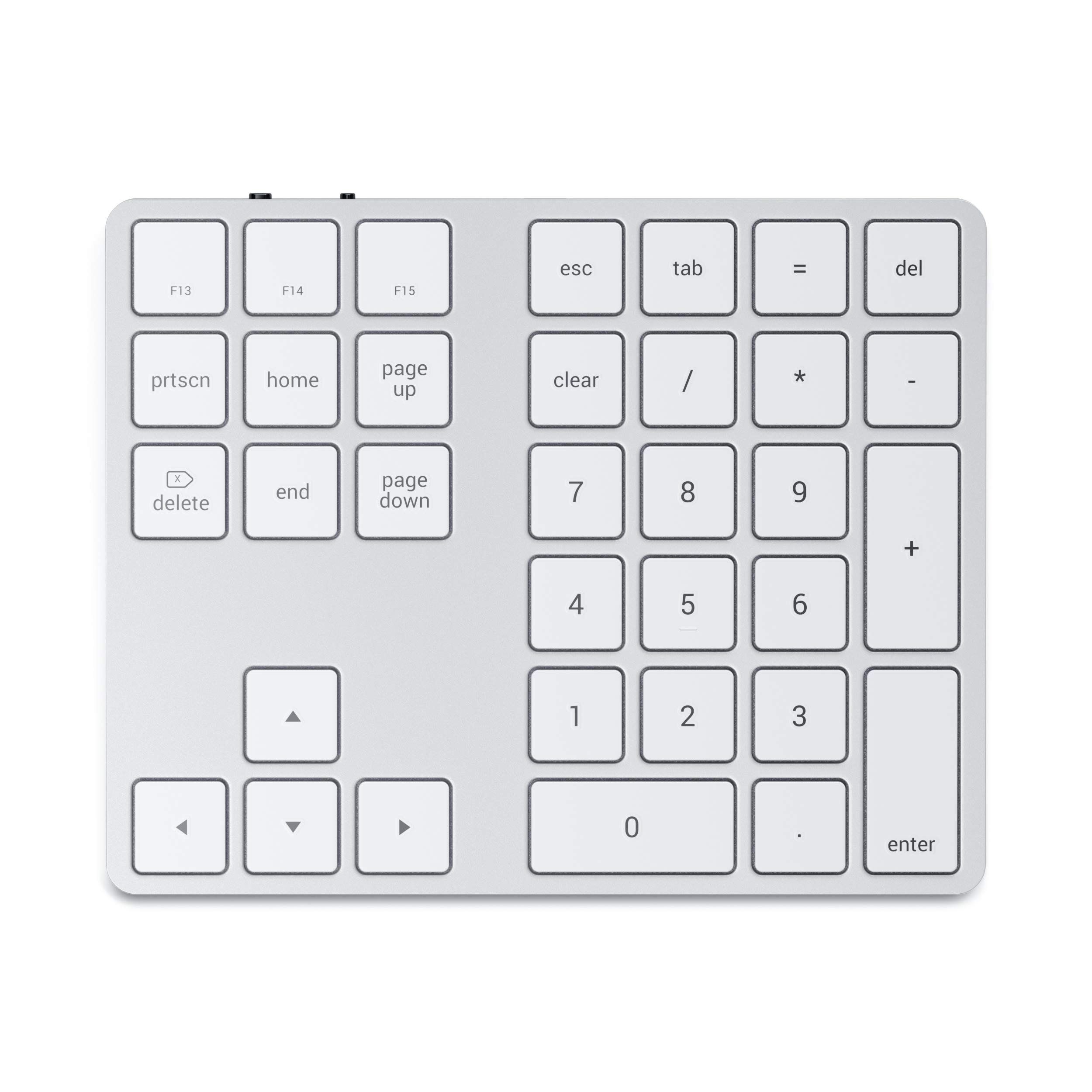 Satechi Bluetooth Extended Numeric Keypad, Slim Rechargeable 34-Key Numberpad, for MacBook Air & Pro M5 M4, iPad Air & Pro M5 M4 M3, iPad Mini, Mac Mini, iMac - Silver (US QWERTY layout)