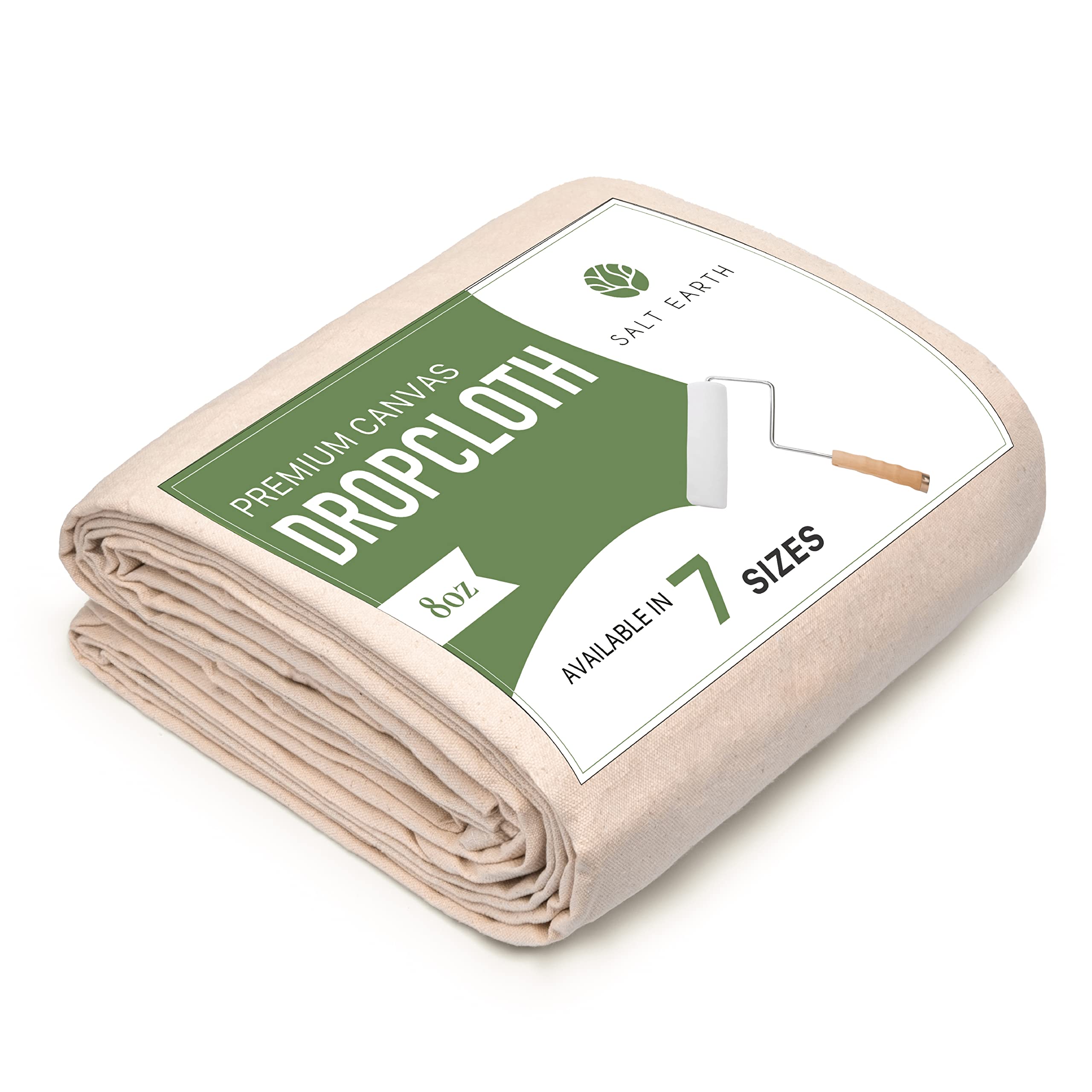 Photo 1 of Canvas Drop Cloth by Salt Earth, Pack of 1 Reusable Paint Drop Cloth, 100% Recycled Cotton, All Purpose Painters Drop Cloth, Cotton Canvas Tarp Cover for Painter Furniture & Floor Protection (4x12FT)