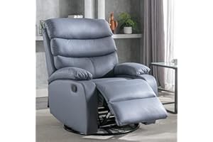 GNMLP2020 Swivel Rocker Recliner Chair for Adults, Rocking Recliner Chair, Manual Small Recliners for Small Spaces, Living Room, Nursery, RV, Dark Grey