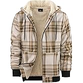 ZITY Heavy Thick Hoodies for Men Plaid Flannel Warm Sherpa Fleece Lined Winter Full Zip Up Coat