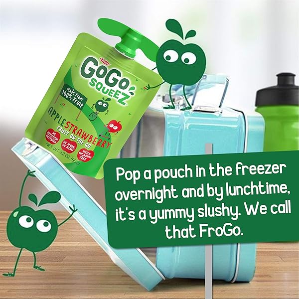 GOGO SQUEEZ APPLESAUCE AND FRUIT PUREE, APPLE STRAWBERRY, 3.2 OZ (PACK OF 4), UNSWEETENED FRUIT SNACKS FOR KIDS, GLUTEN FREE, NUT FREE AND DAIRY FREE, BPA FREE POUCHES (PACKAGING MAY VARY)