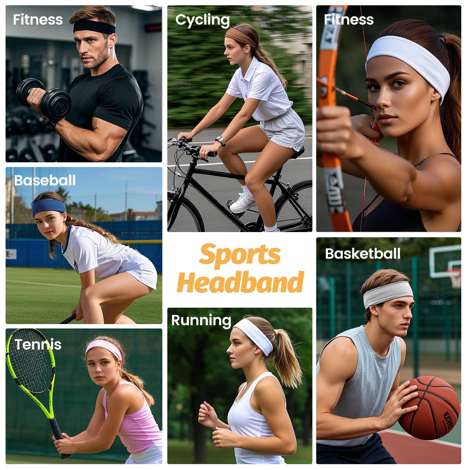 HSEM Headbands for Women - 6 Pack Wide Elastic Hair Bands | Stretchy Sweatbands Hair Bands | Soft Sports Thin Head Bands | Non-Slip Accessories Bands for Fashion, Washing Face, Workouts, Yoga, Daily Use