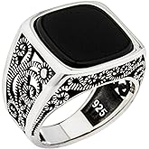 Genuine Solid 925 Sterling Silver, Black Onyx Stone Luxury Men's Ring
