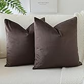 OTOSTAR Pack of 2 Velvet Soft Decorative Throw Pillow Covers Solid Square Cushion Case Home Decor Pillow Covers for Couch Sofa Bedroom Living Room Decorative Pillowcases 20 x 20 Inch (Chocolate Brown)