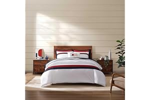 Tommy Hilfiger - Queen Comforter Set, Reversible Bed Set with Naturally Soft Cotton, 3 Piece Striped Bedding with Matching Pi