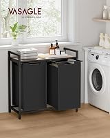 VASAGLE 2-Compartment Laundry Basket Sorter 92L 73x33x72 cm Camel view 2