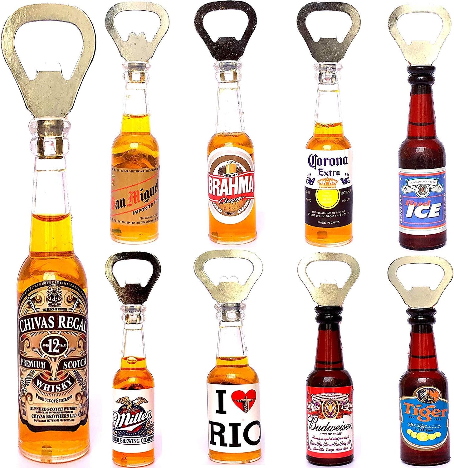Ocasa Retails Random Whiskey Bottle Shaped Beer Opener and Fridge Magnet ( Full, Brown)