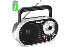 JAZMM Portable AM FM SW Radio with Bluetooth,4000mAh Rechargeable Radio with Big Speaker,Flashlight,Large Knob,Earphone Jack,4 AA Battery Operated,Transistor with Best Reception for Home&Outdoor