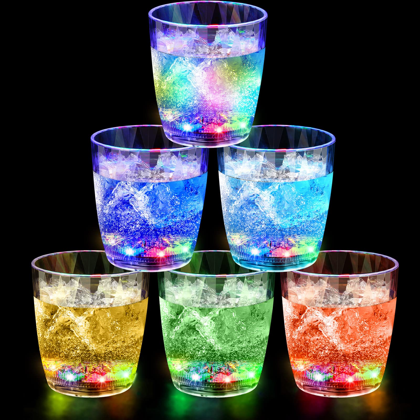 Photo 1 of Potchen 6 Pcs 10 oz Plastic Light up Glasses LED Cups for Halloween Christmas Night Drinking Liquid Activated Glow Party Favor Multicolor Neon Shot Glasses for Disco Bar