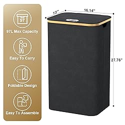 Homykic Laundry Hamper with Lid, 100L Tall Laundry