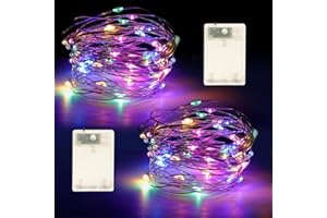 YPHSOL Fairy Lights Battery Operated String Lights 16.4ft 50LED Flashing and Constant Light Waterproof Silver Wire for Christmas DIY Party Wedding Decoration (Multicolor, 2 Pack)