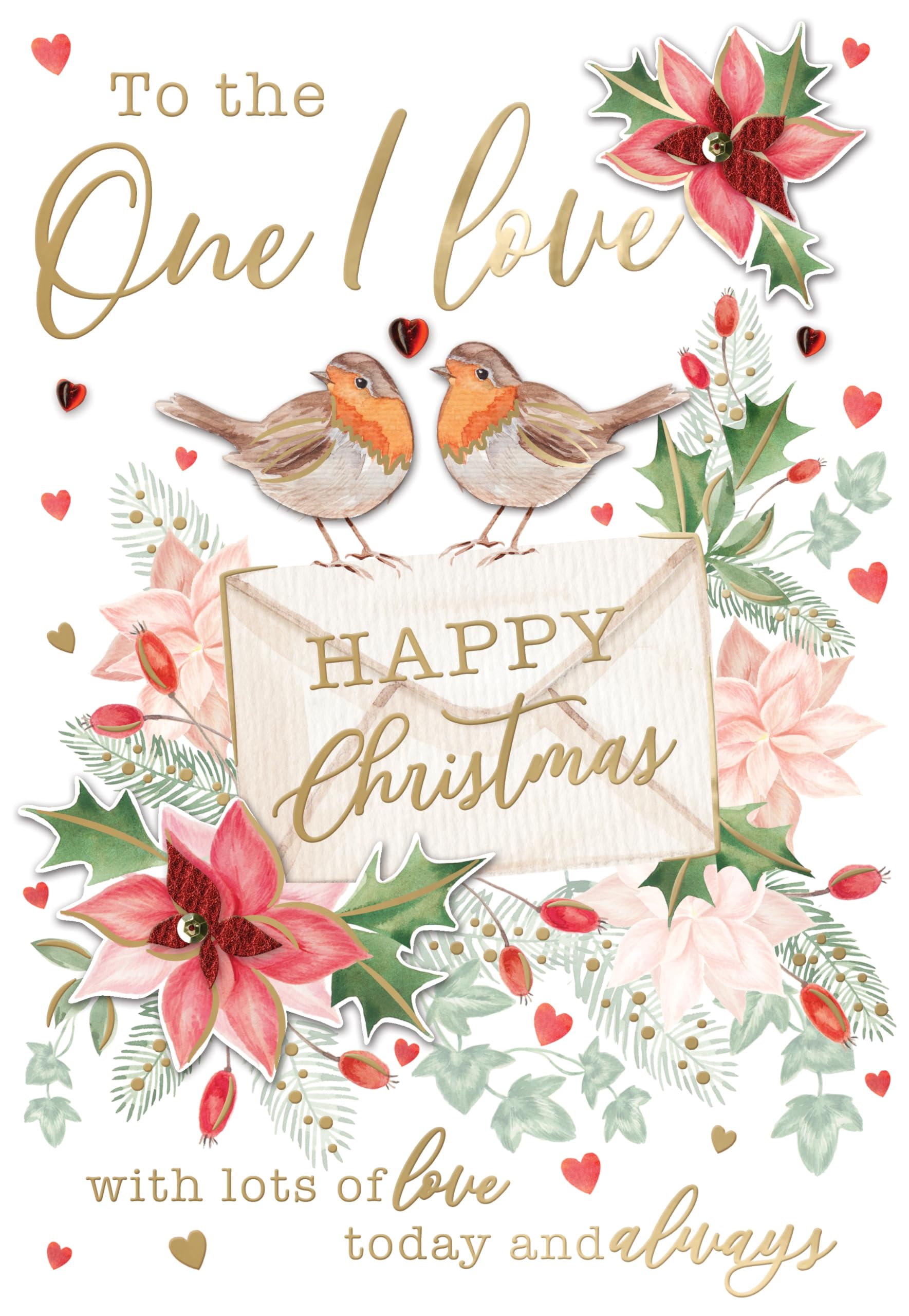 Magnifique Embellished One I Love Today & Always Large Christmas Greeting Card XMQ035