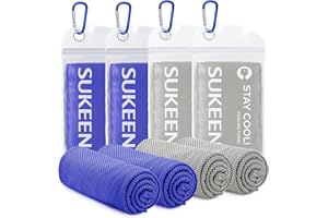 Sukeen Cooling Towel 4 Pack, Cooling Towels for Neck and Face, Microfiber Best Cooling Towels, Soft Breathable Sweat Towel for Workout, Yoga, Golf, Gym, Camping, Sport, Running(40" x 12")