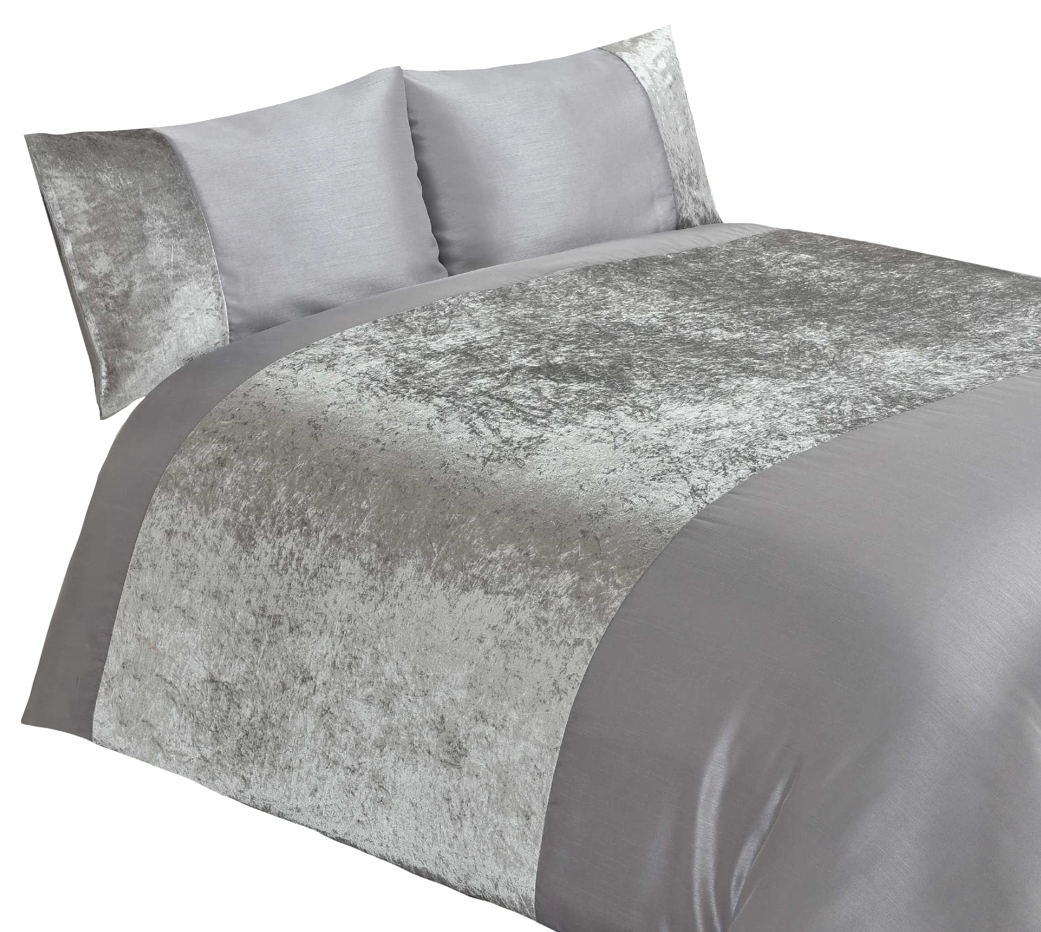 Luxury Crushed Velvet Panel King Duvet Cover Set