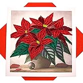 GREENHANDSHAKE Potted Poinsettia Christmas Wishes, quilling art greeting card for birthday, valentine's day, mother's day, anniversary, thank you, get well, 6" x 6"