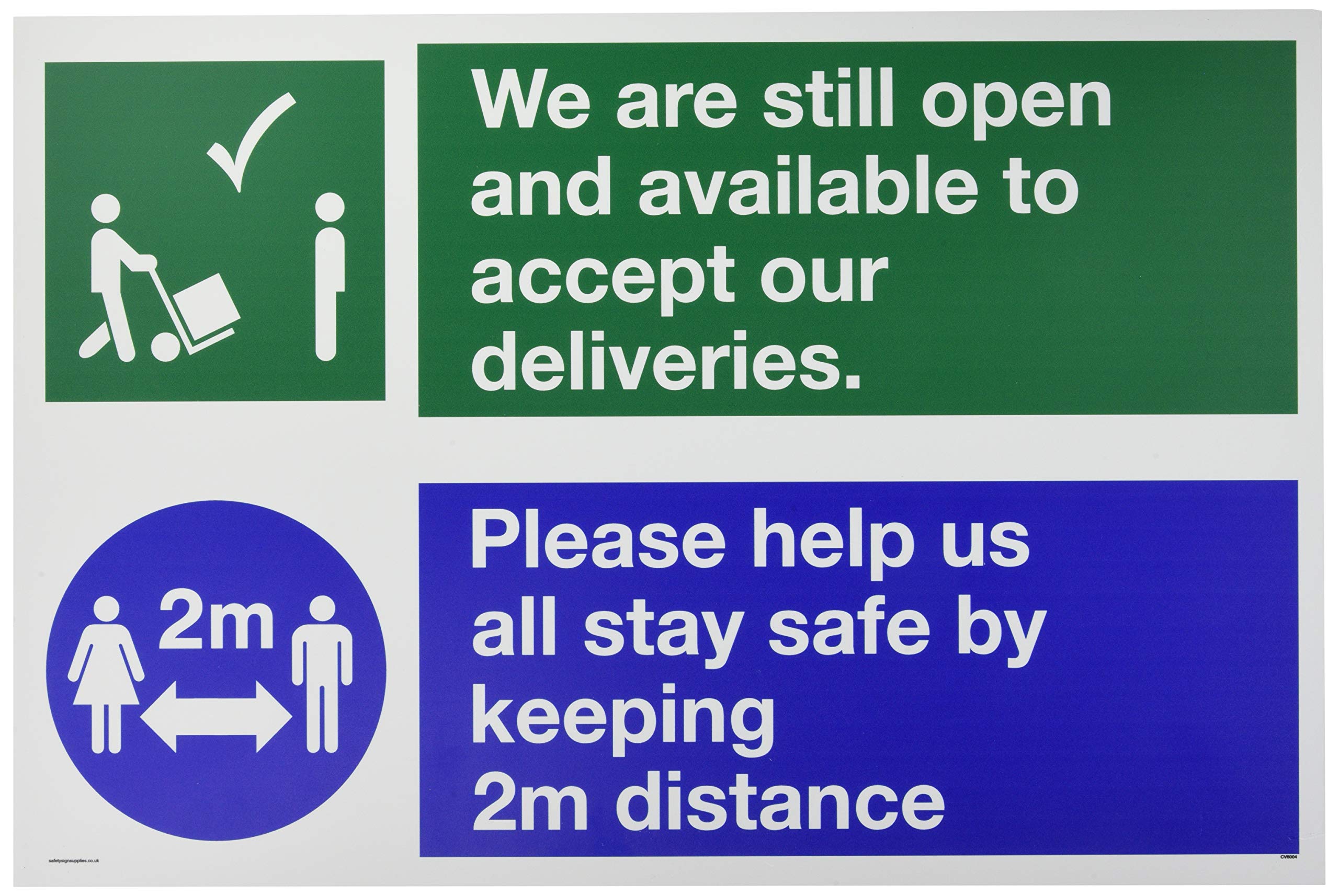 We are still open and available to accept our deliveries. Please help us all stay safe by keeping 2m