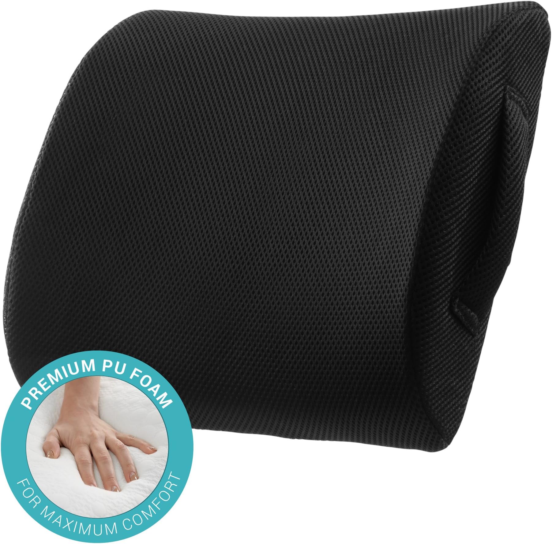 COMFYSURE Lumbar Support Seat Back Cushion – Memory Foam with Removable Mesh Cover - Lower Back Pain Relief, Helps Posture - Fits Most Office, Desk, Computer Chairs and Car Seats