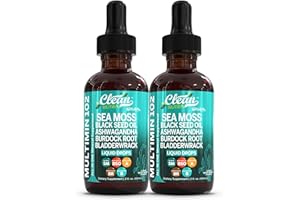 Clean Nutraceuticals Sea Moss Drops Supplement Liquid with Black Seed Oil Ashwagandha Burdock Root & Bladderwrack - Multimineral Organic Non-GMO Vegan for Gut Heath Skin Immune Support Hair (2)